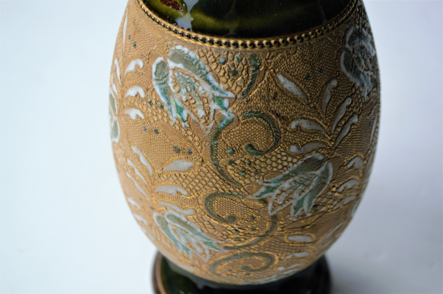 A pair of Royal Doulton Lambeth. Signed - RB [Rosina Brown] 1875-1905.