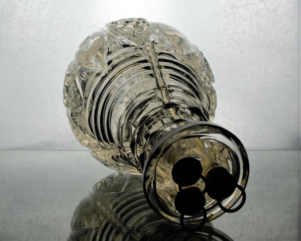 Very rare three sectioned decanter. Possibly Irish, Circa 1830-40.