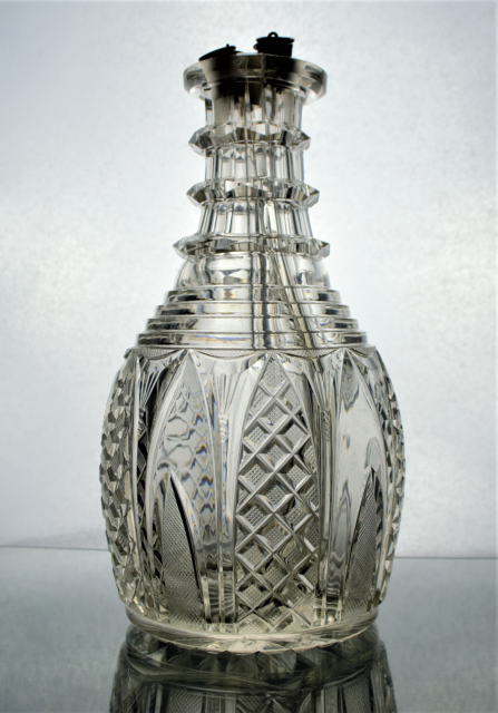 Very rare three sectioned decanter. Possibly Irish, Circa 1830-40.