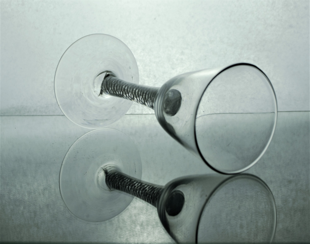 Georgian Opaque round funnel Multi Twist Plain Foot Glass.