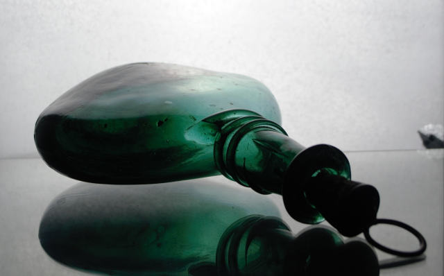 18th century green Persian camel flask