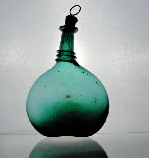 18th century green Persian camel flask