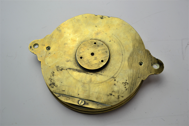 Late 18th Century Brass Surveying Compass with Rock Crystal Front.