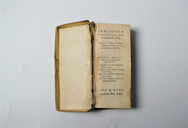 Elizabethan 1569 Pocket Book. Comicorum Graecorum Sententiae.