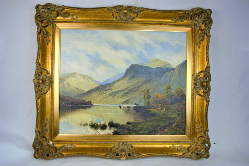 Alfred De Breanski Landscape Of Cattle Bathing In A Lake