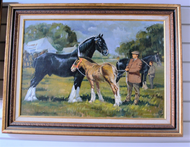 Air Vice Marshal Norman Hoad Oil on Canvas & Shire Horses at Country Fair.