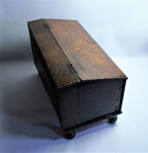18th Century Oak Table Top Bible Box Bureau with Bible.