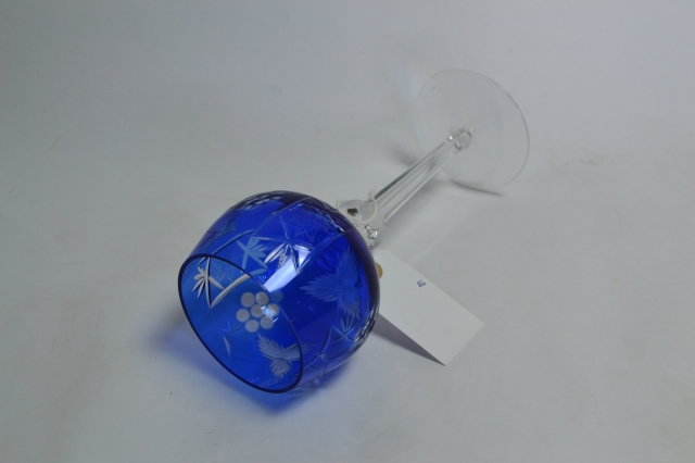 Bohemian Blue Long Stemmed Wine Glass