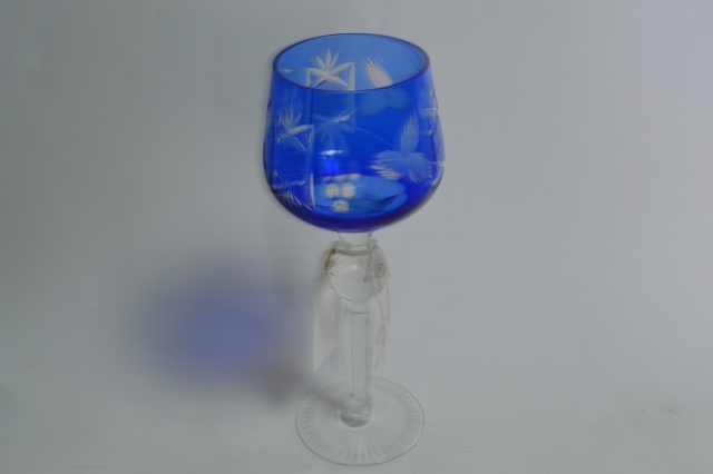 Bohemian Blue Long Stemmed Wine Glass