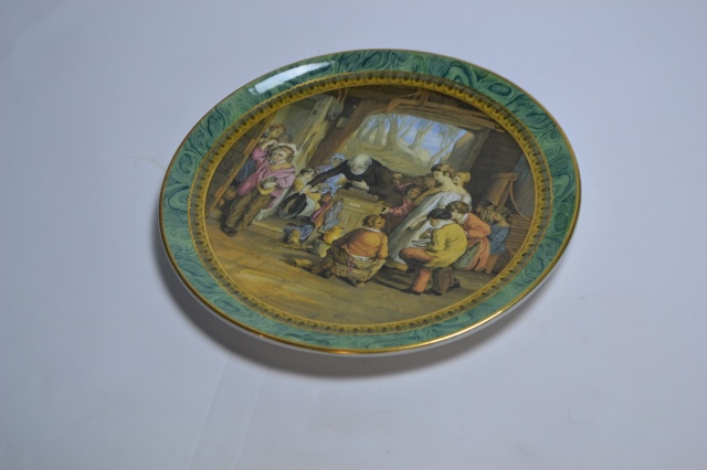 Rare Prattware Plate with Green Malachite Marble Border