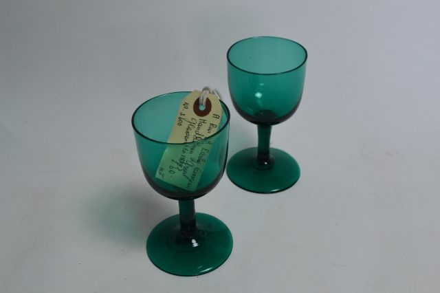 Pair of Georgian Green Wine Glasses.