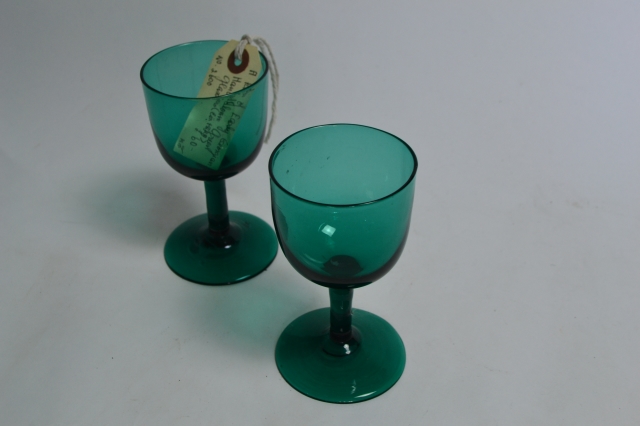 Pair of Georgian Green Wine Glasses.