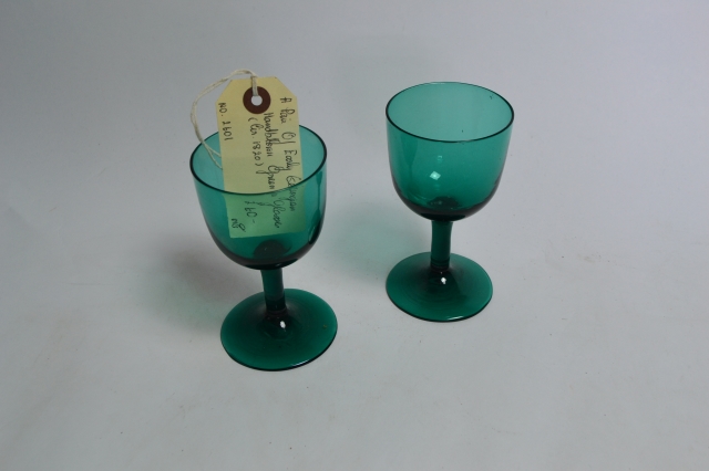 Pair of Georgian Green Wine Glasses.