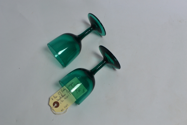 Pair of Georgian Green Wine Glasses.