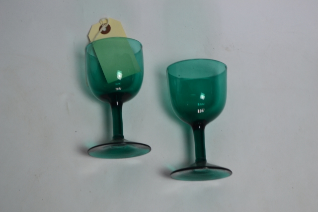 Pair of Georgian Green Wine Glasses.