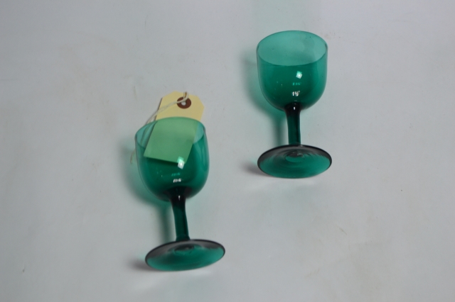 Pair of Georgian Green Wine Glasses.