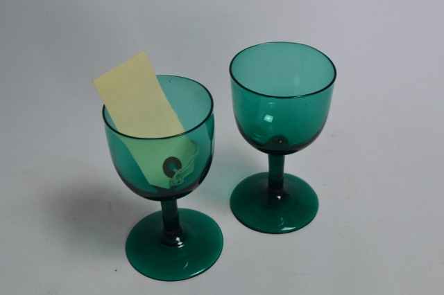 Pair of Georgian Green Wine Glasses.