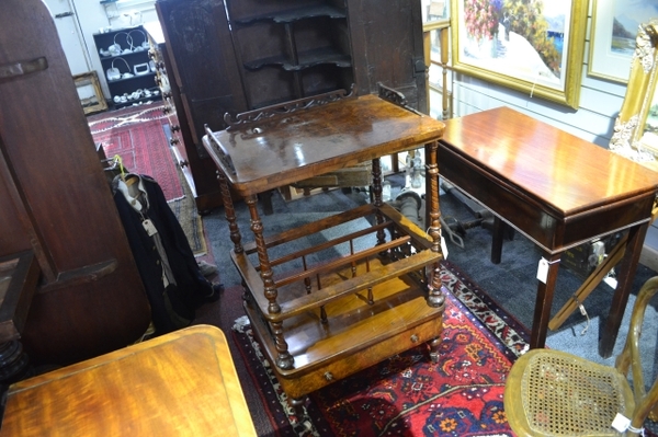 Victorian Burr Walnut Canterbury