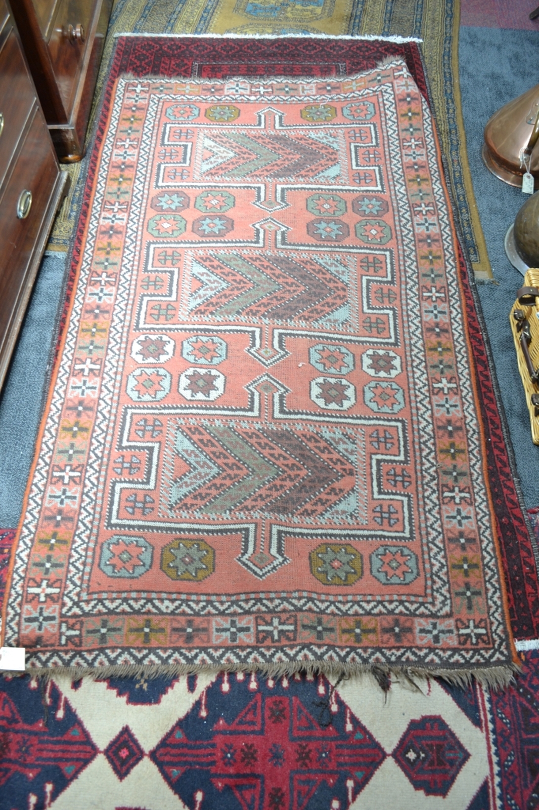 19th century knotted wool carpet.