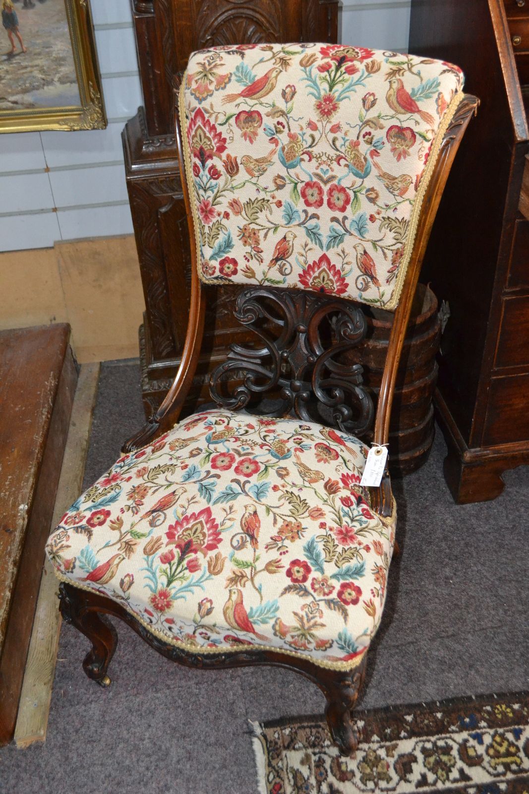 A Victorian Re-Upholstered Bedroom Chair
