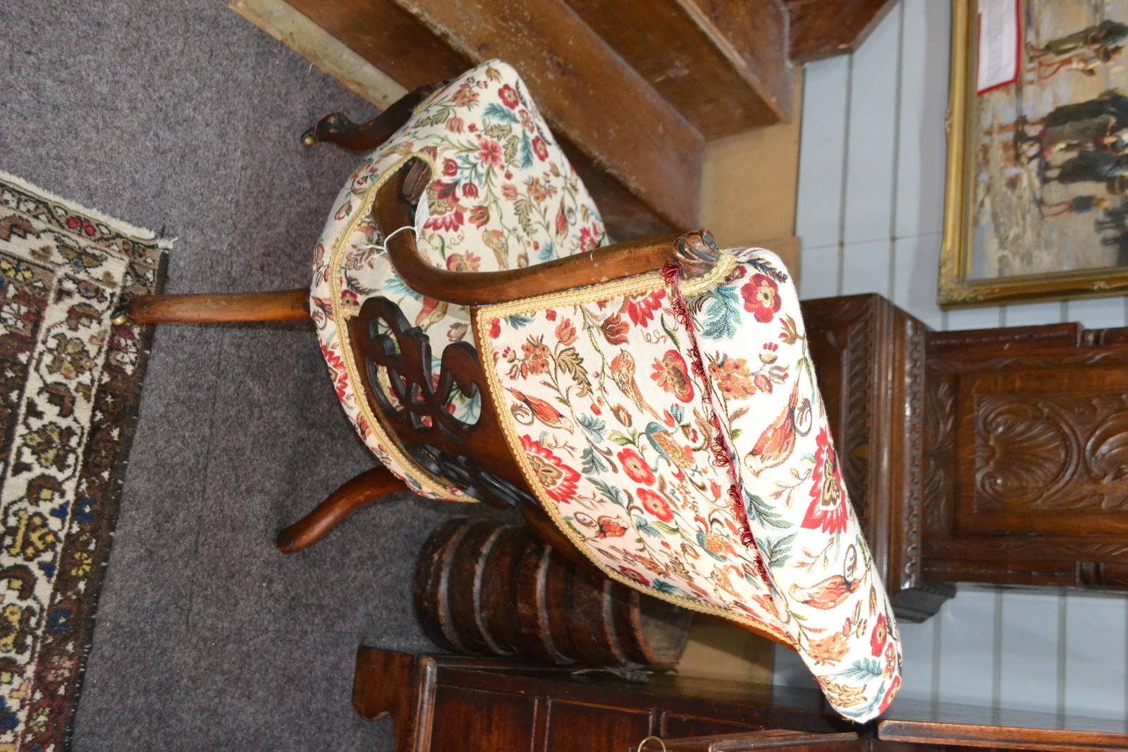A Victorian Re-Upholstered Bedroom Chair