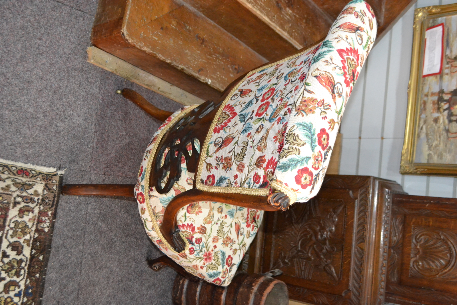 A Victorian Re-Upholstered Bedroom Chair