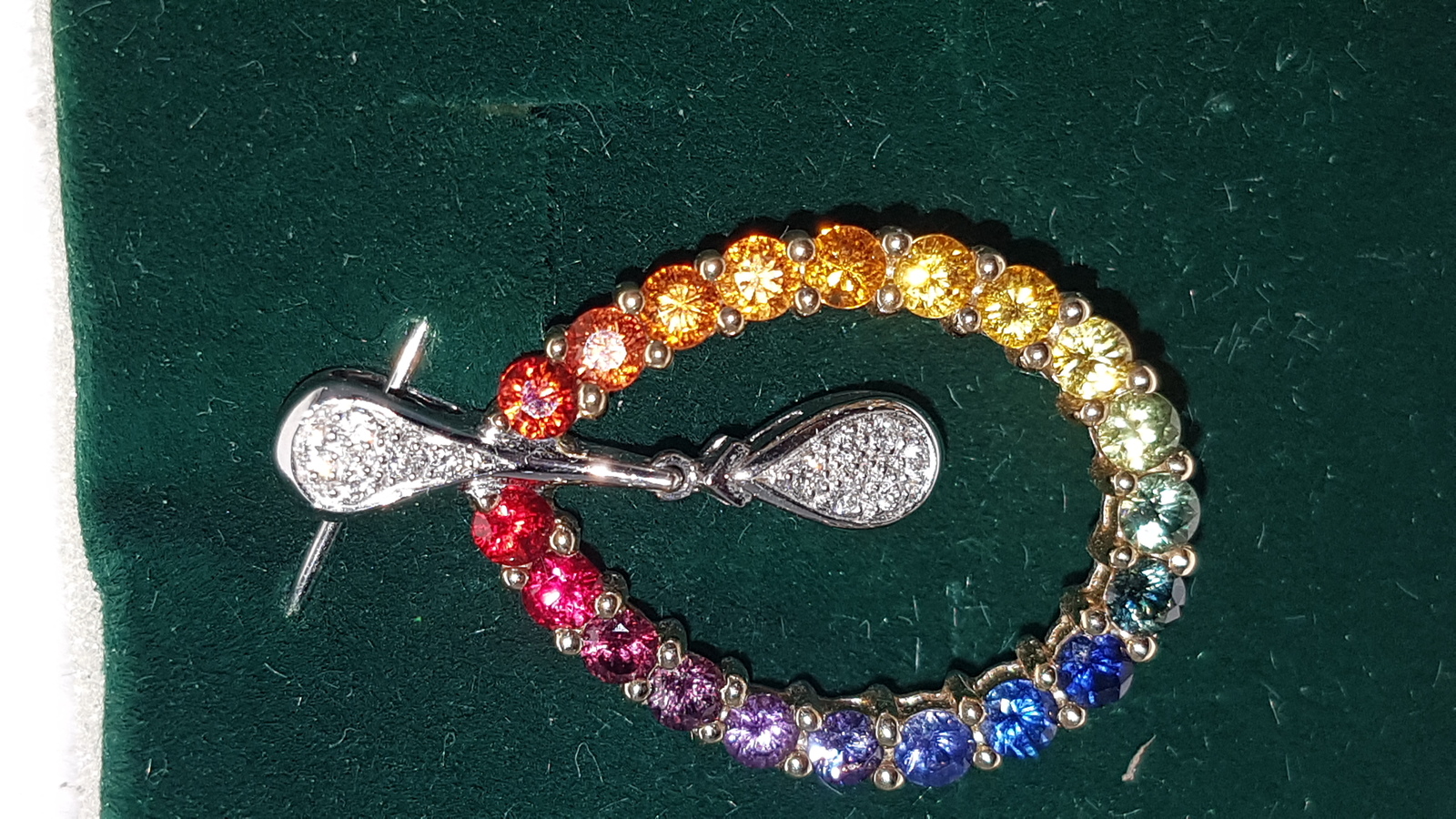 14 ct Gold Multi-Coloured Sapphire And Diamond Pendant