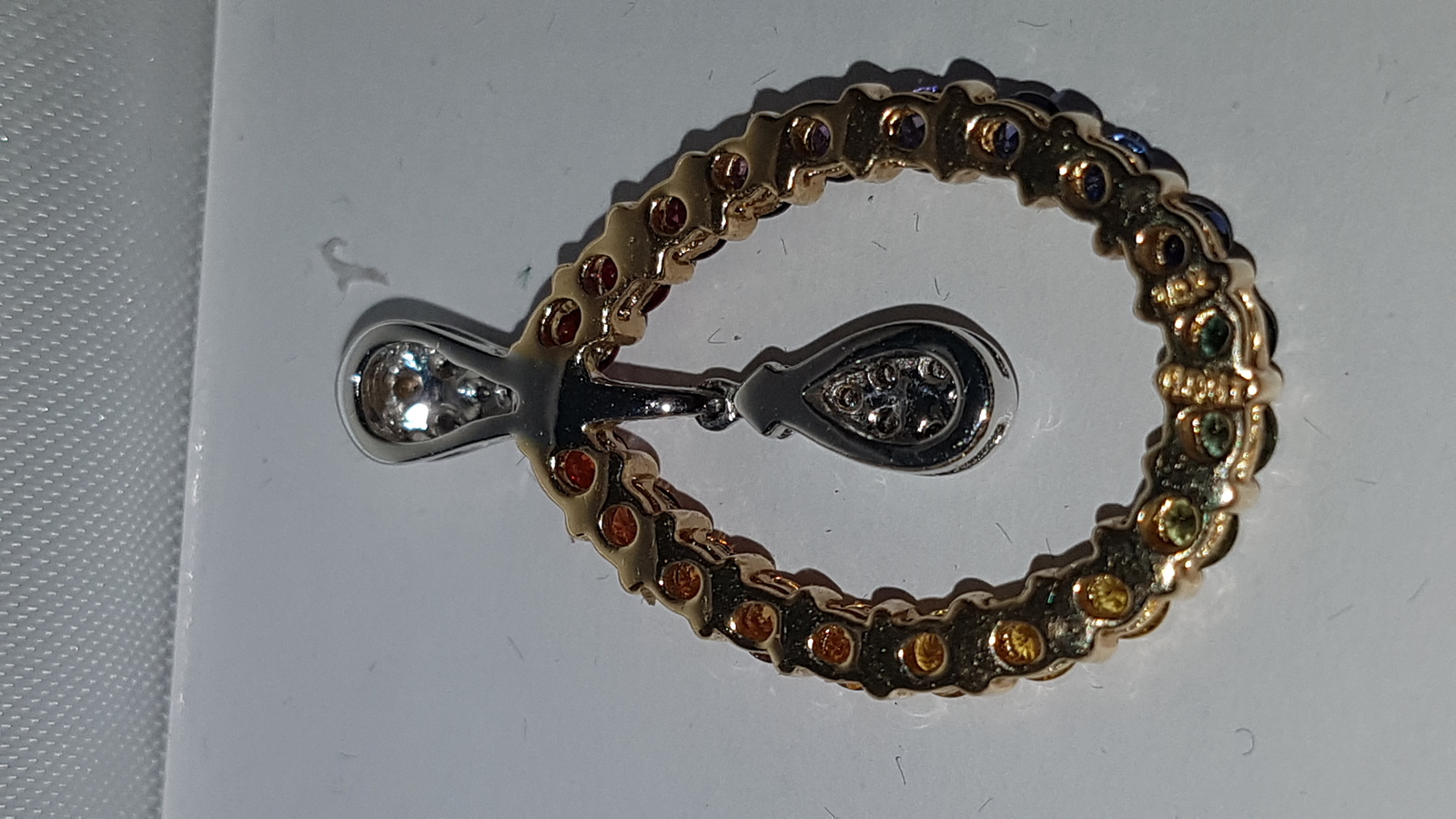 14 ct Gold Multi-Coloured Sapphire And Diamond Pendant