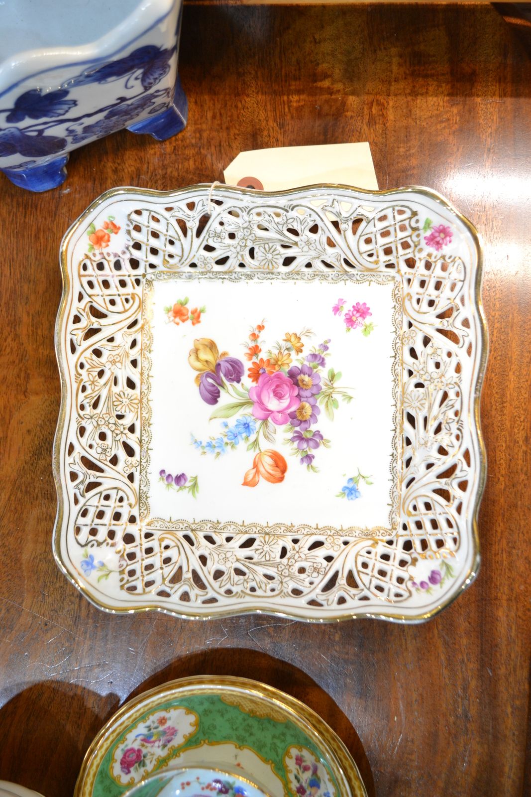 Dresden Flowers reticulated 8inch Bon Bon dish