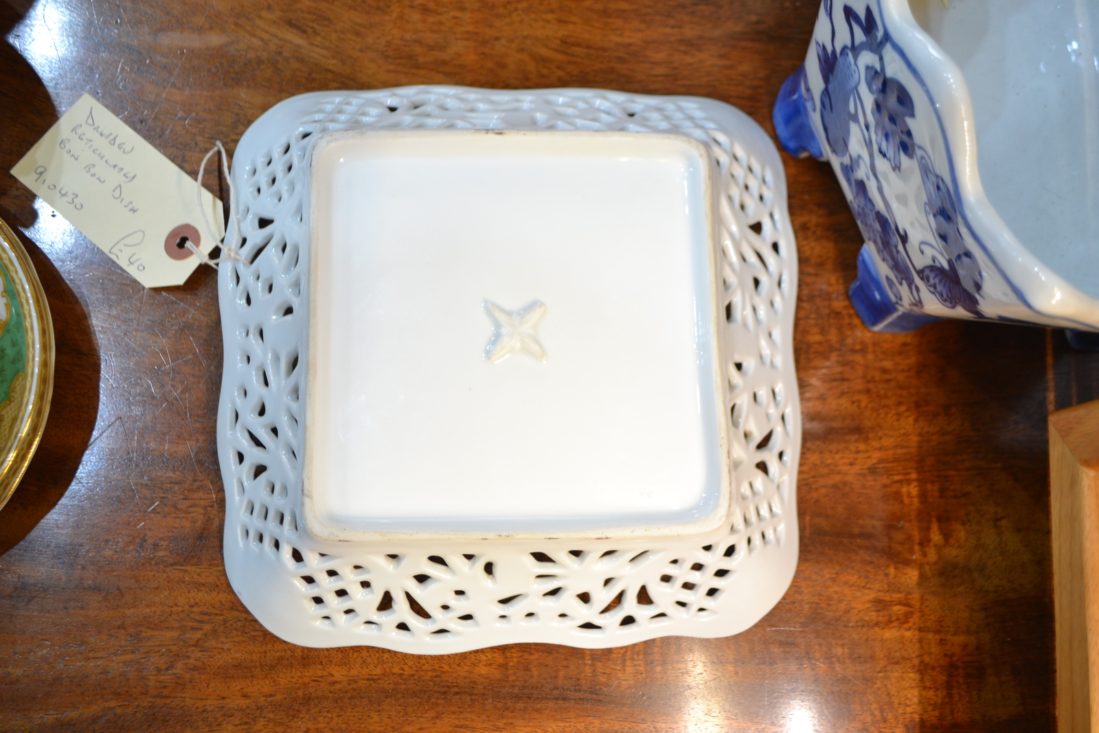 Dresden Flowers reticulated 8inch Bon Bon dish