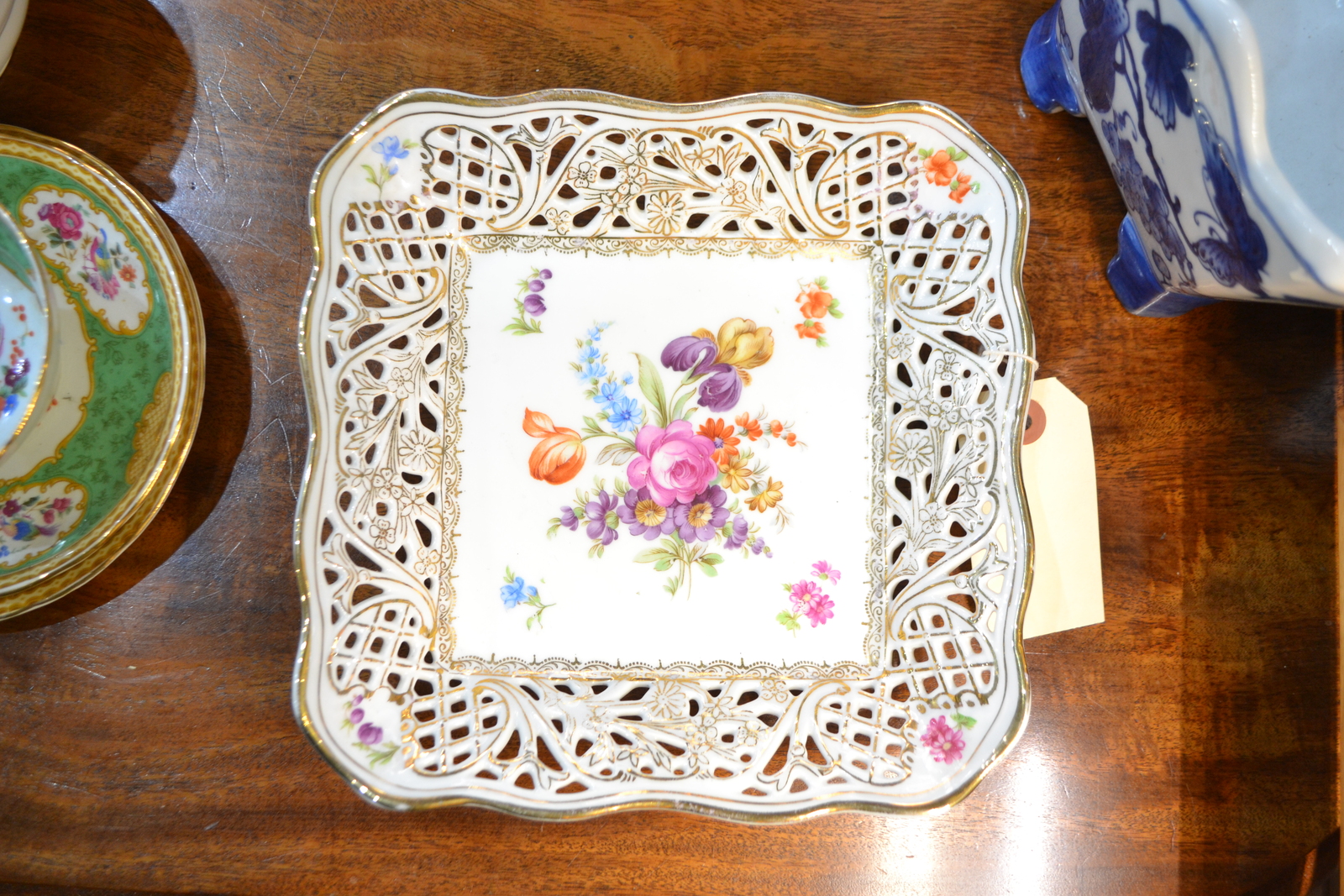 Dresden Flowers reticulated 8inch Bon Bon dish