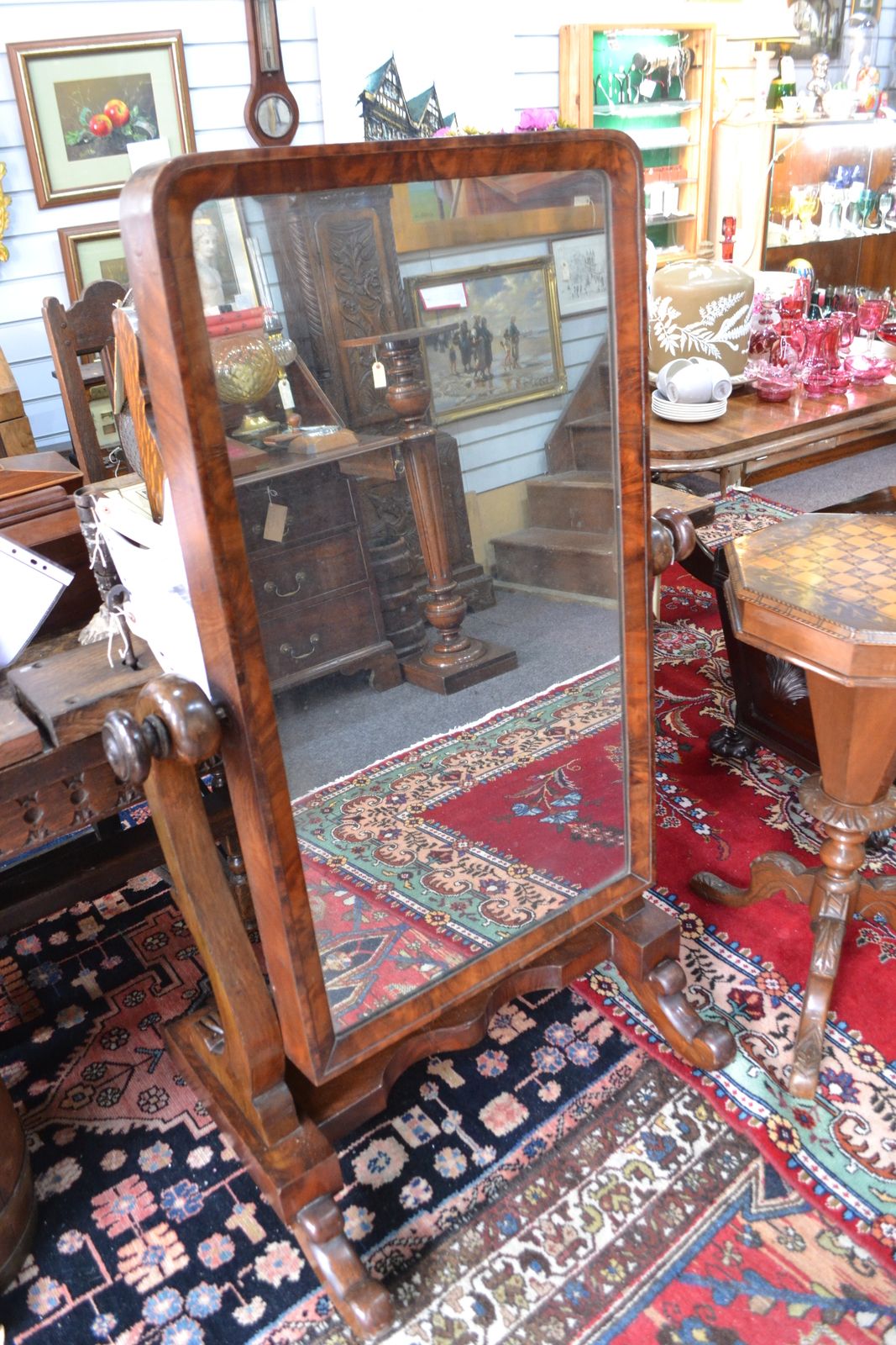 William IV Ladies Mahogany Rectangular Cheval Mirror