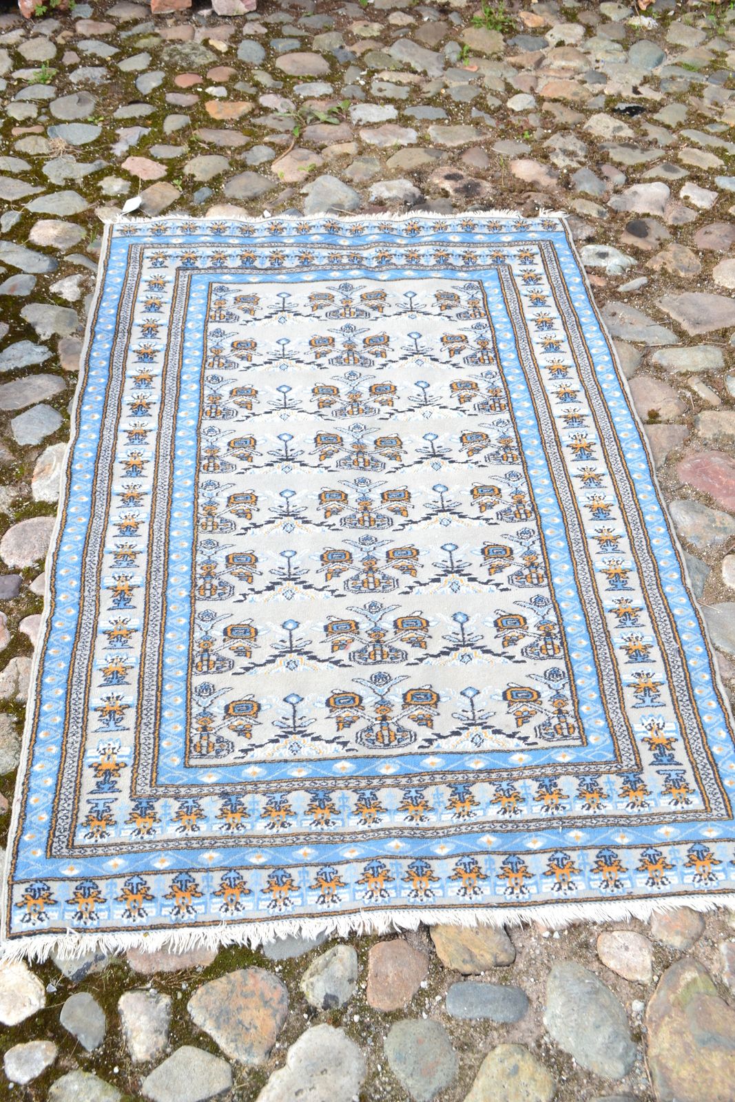 Antique Persian Rug With A Sky Blue Ground