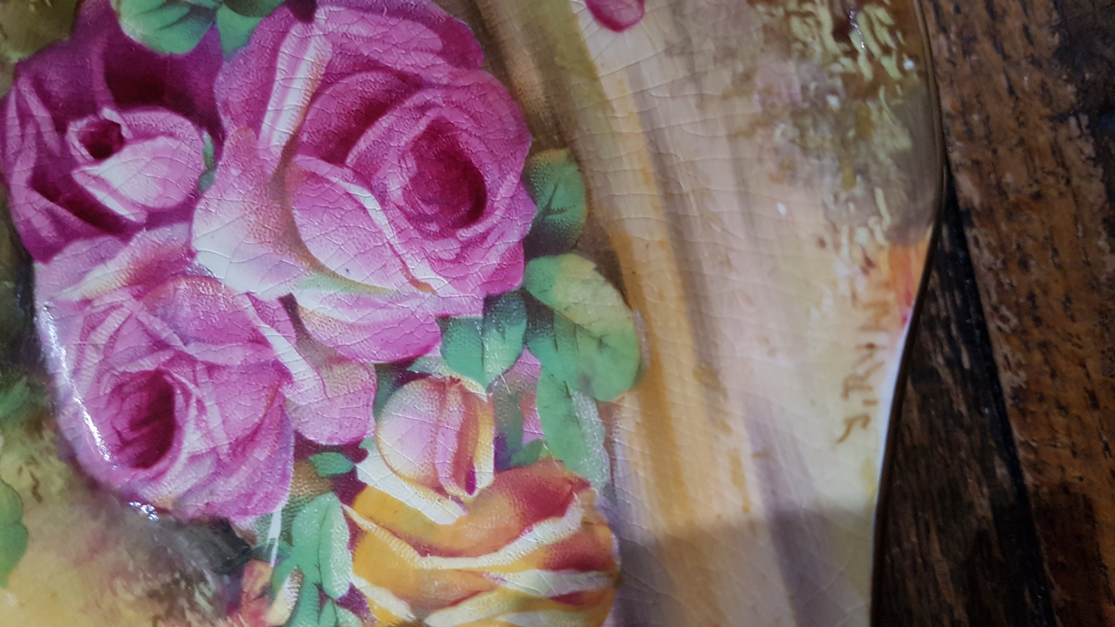 Royal Winton Handpainted , Signed J. Ryw 1951 Porcelain Pedestal Tazza