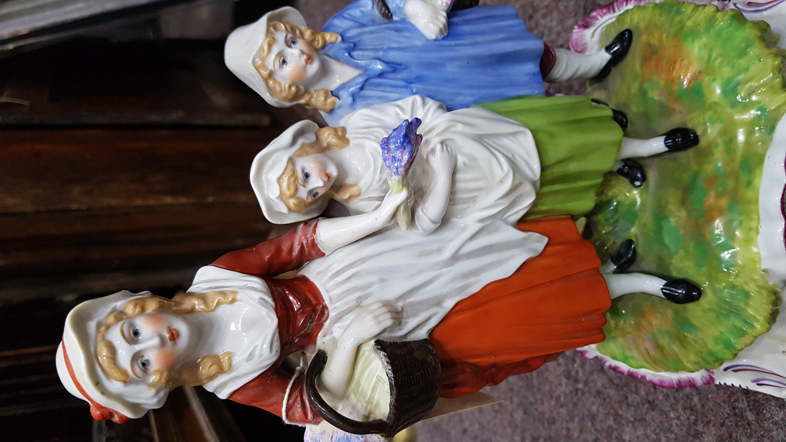 19th C. Yardley Old English Lavender Advertising Porcelain Group by Dresden