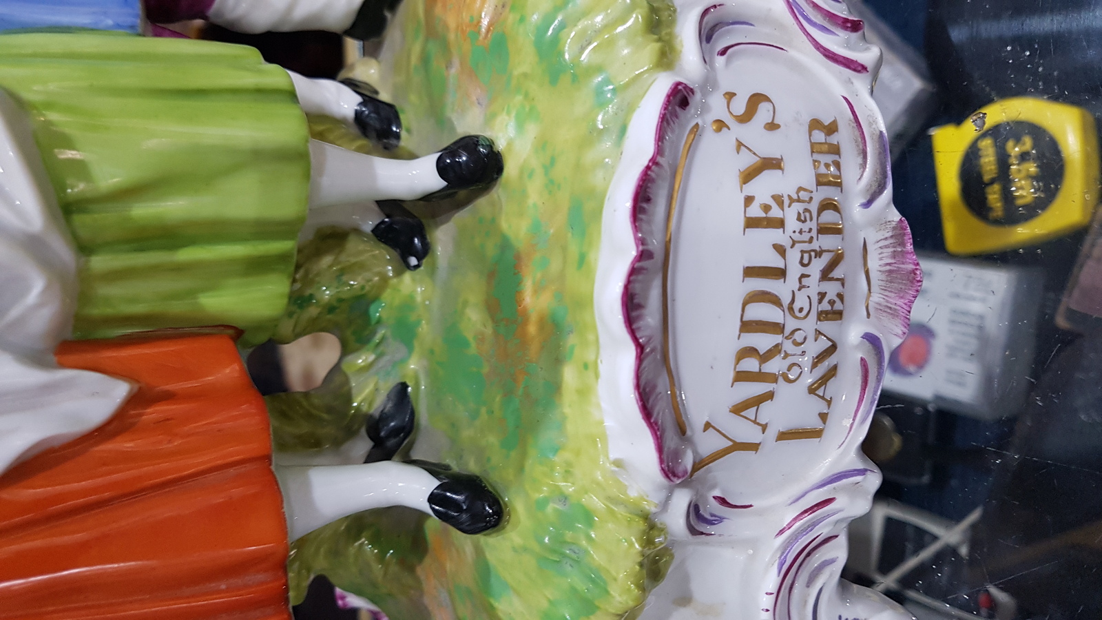 19th C. Yardley Old English Lavender Advertising Porcelain Group by Dresden