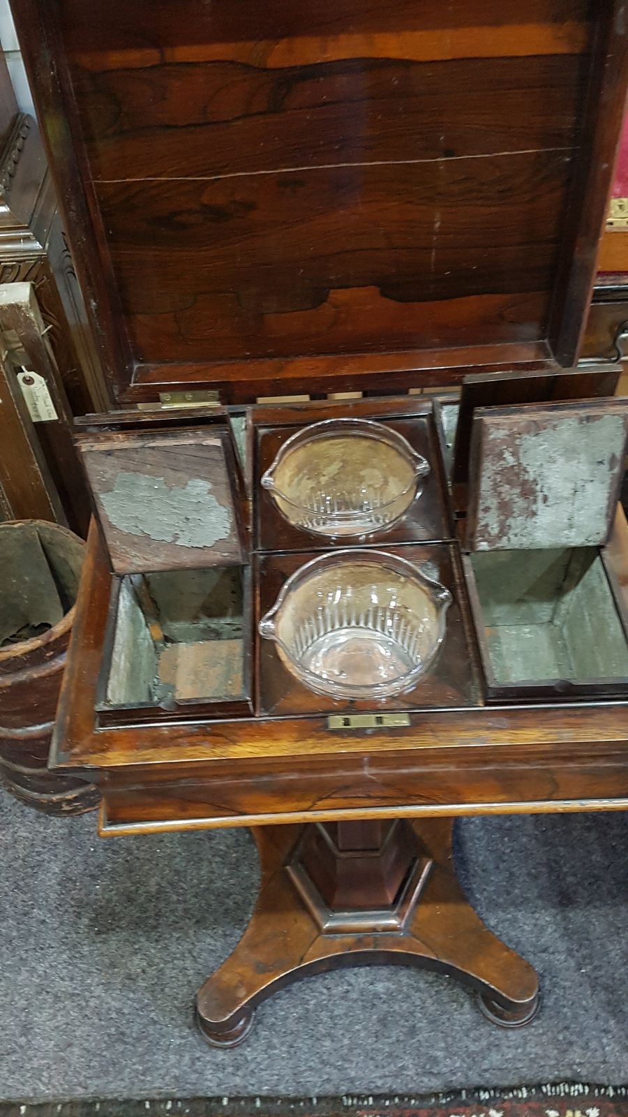 Victorian Rosewood Pedestal Teapoy
