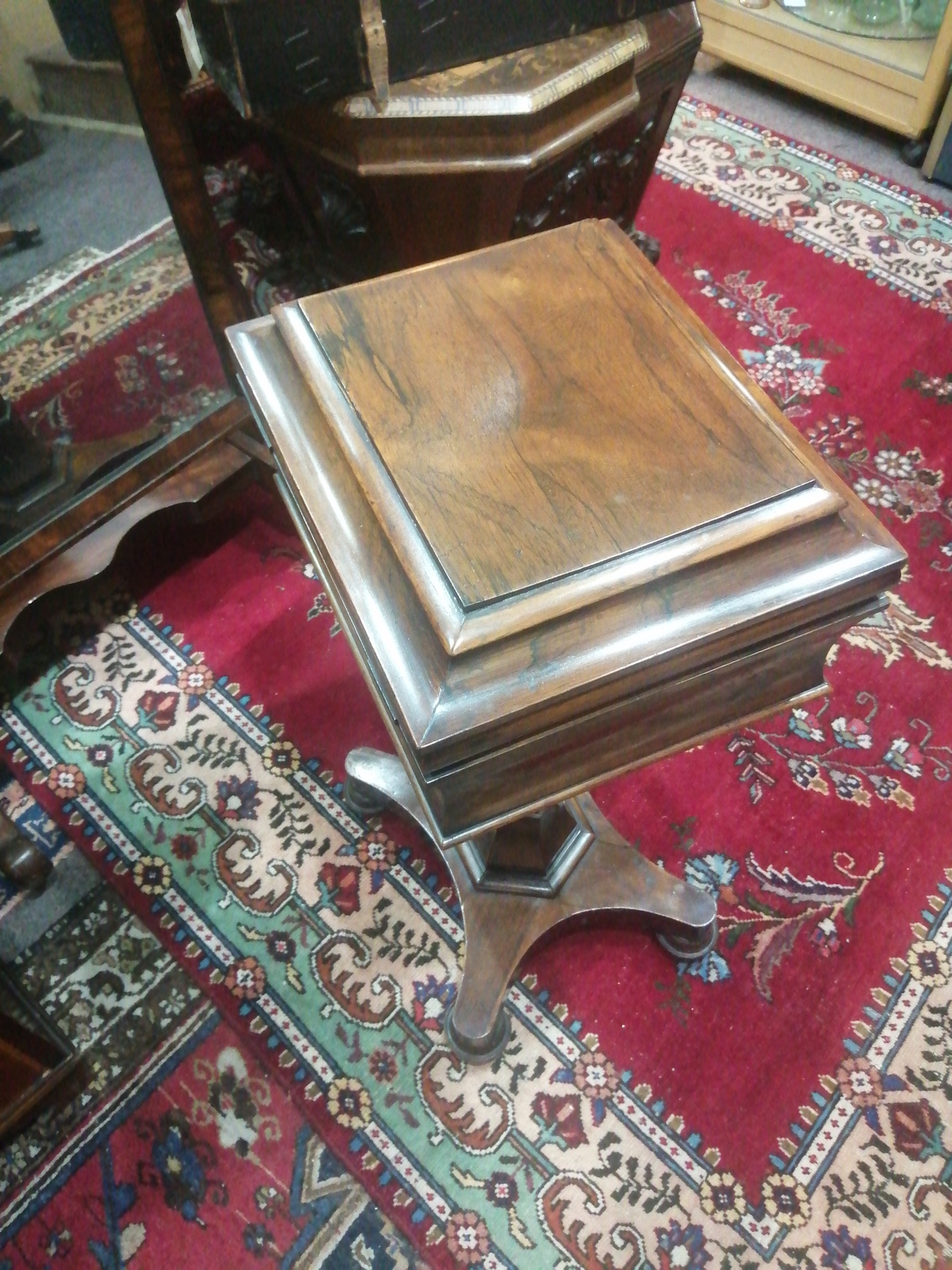 Victorian Rosewood Pedestal Teapoy