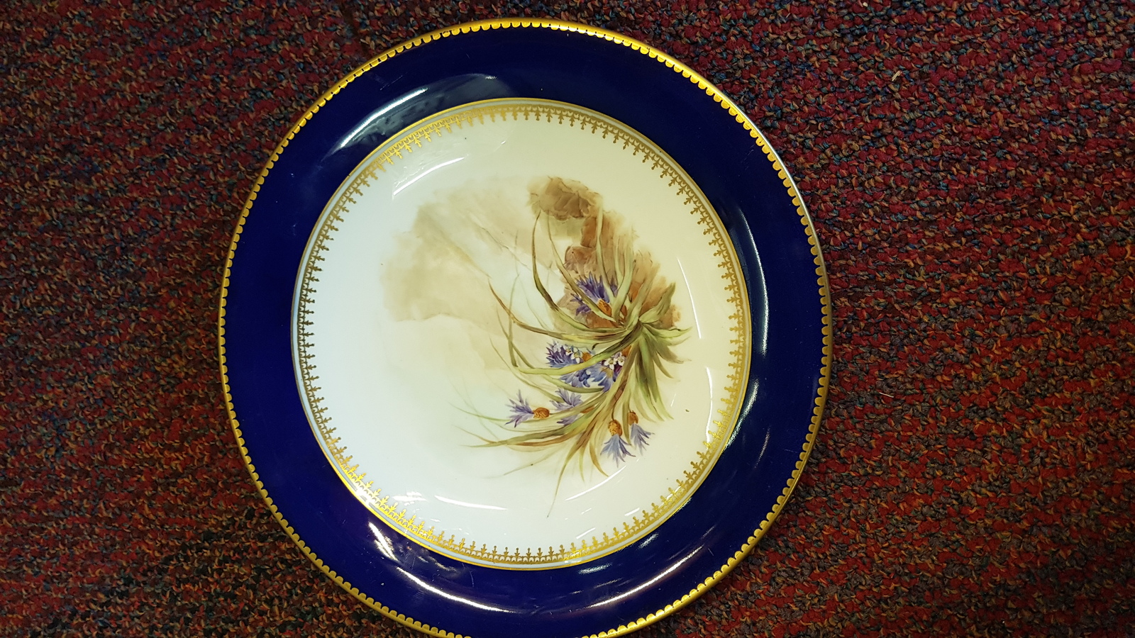19th C. Handpainted With Wild Flowers, Grainger&#39;s Royal Worcester  Plate