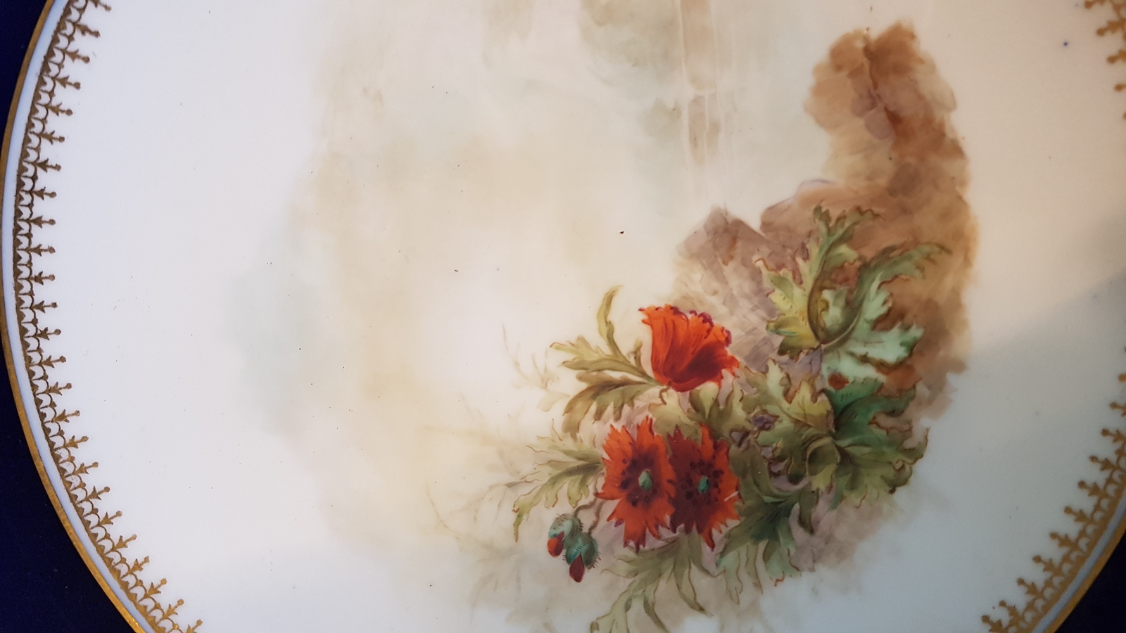 19th C. Handpainted With Wild Flowers, Royal Worcester  Plate