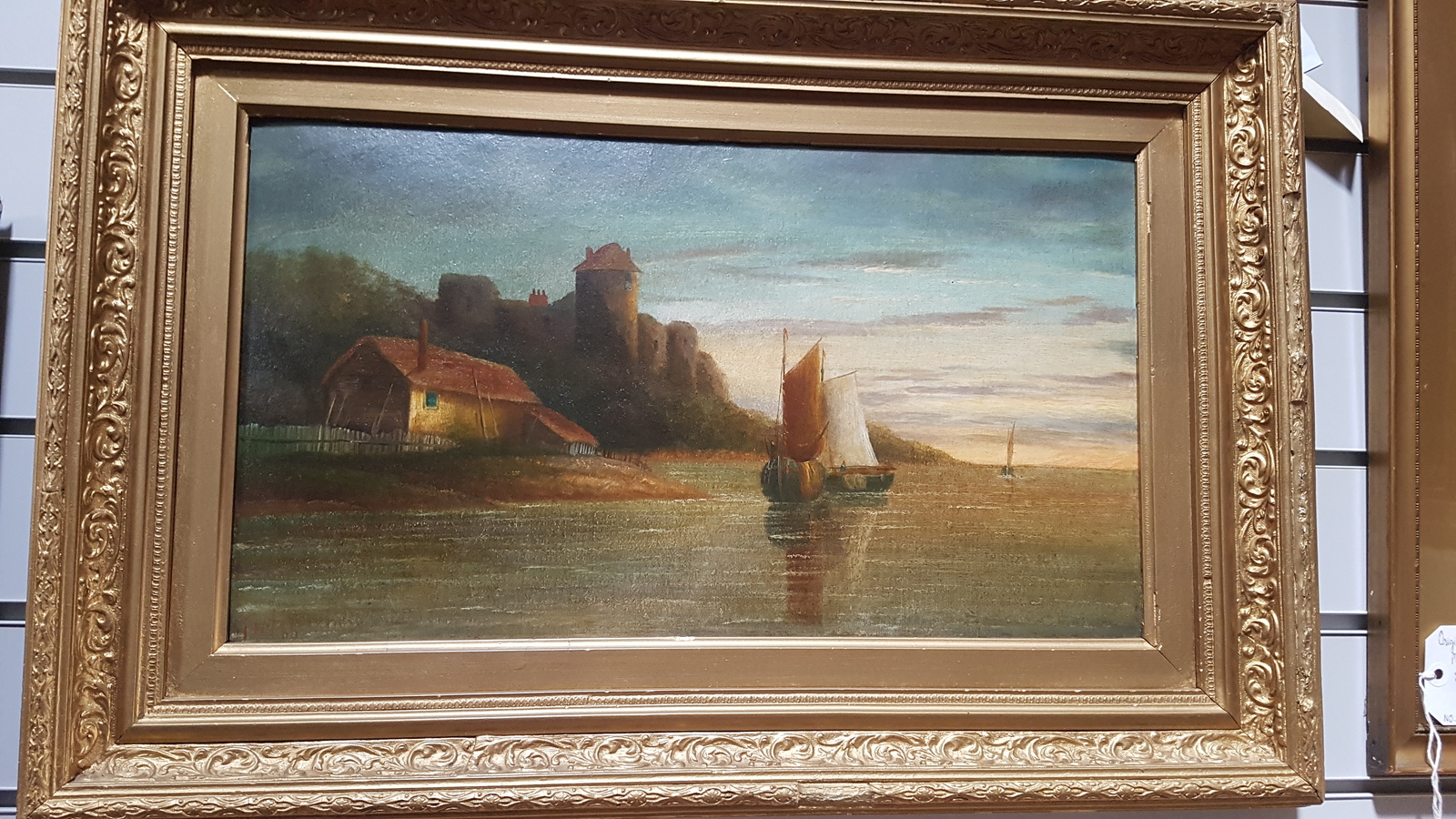 20th Century Coastal Scene Oil On Board Painting