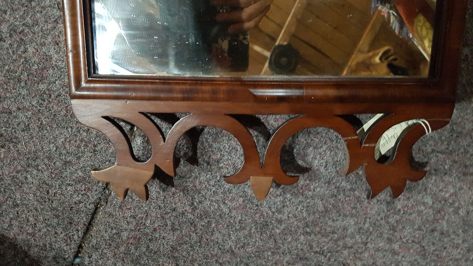 Small 19th C. Mahogany Fretwork Wall Mirror.