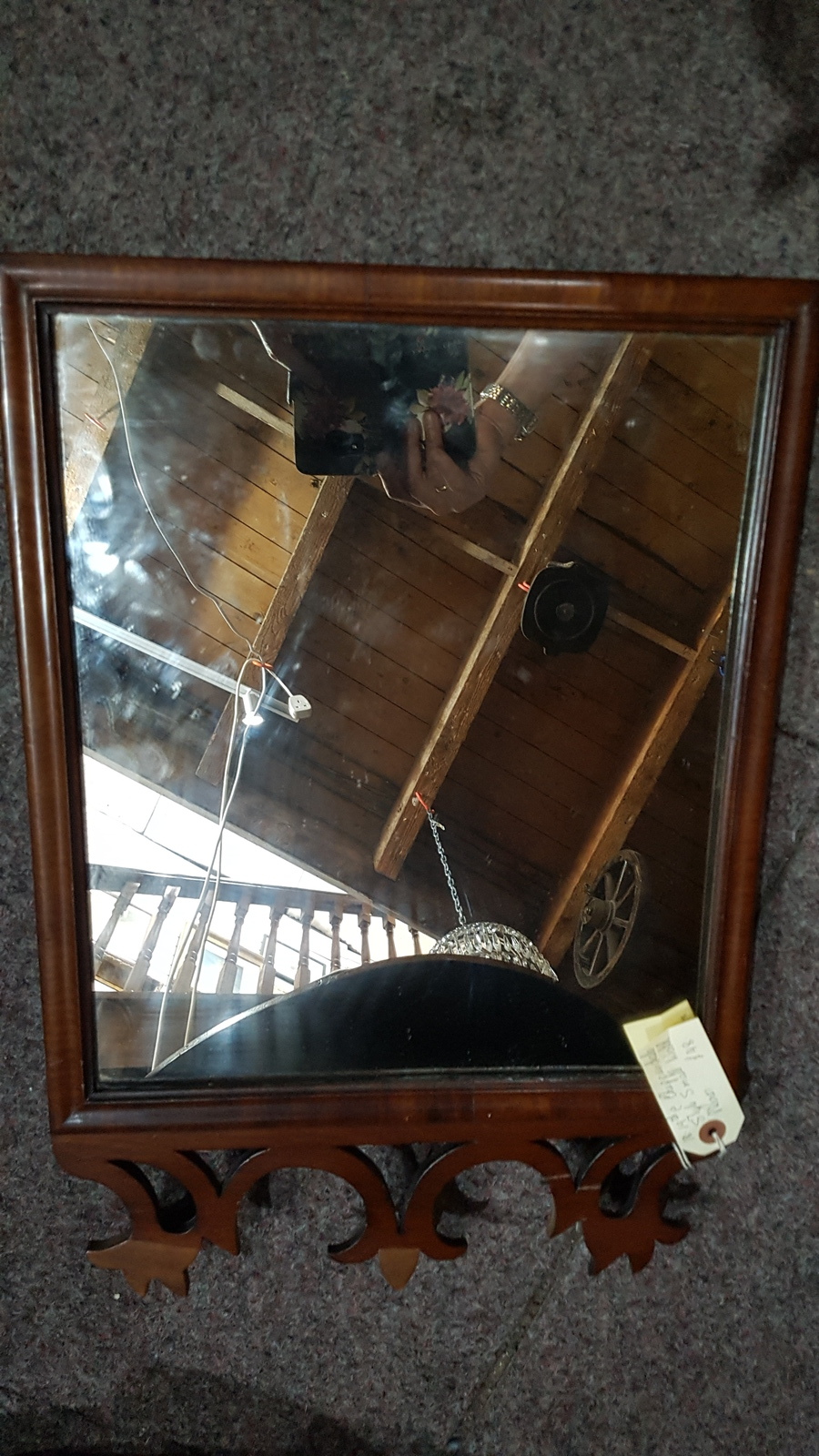 Small 19th C. Mahogany Fretwork Wall Mirror.
