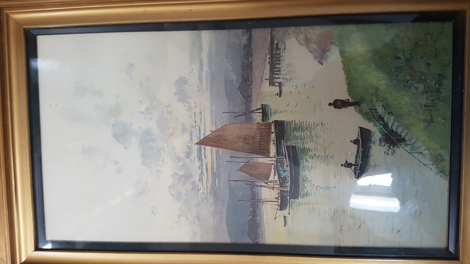 An Early 20th C. Watercolour Riverside Landscape, Unsigned, Framed And Glazed