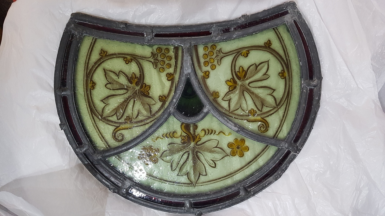 19th Century Leaded Stained Glass Panel.