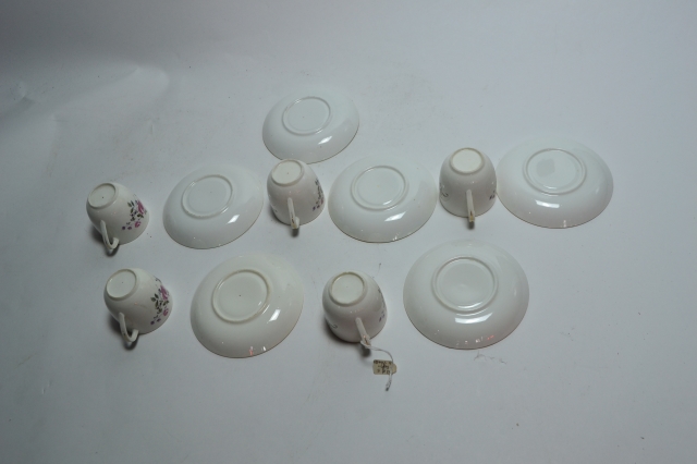 Demitasse Five Cups and Six Saucers.