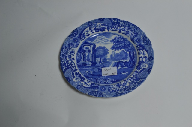 A Set of Seven Copland Blue Italian Spode Plates.