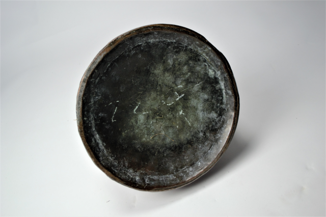 An Early 19th c. Two Gallon Copper Hay Stack Jug. 29 cm high.