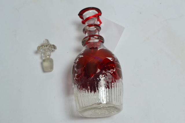 Small Georgian Decanter Flashed Red.