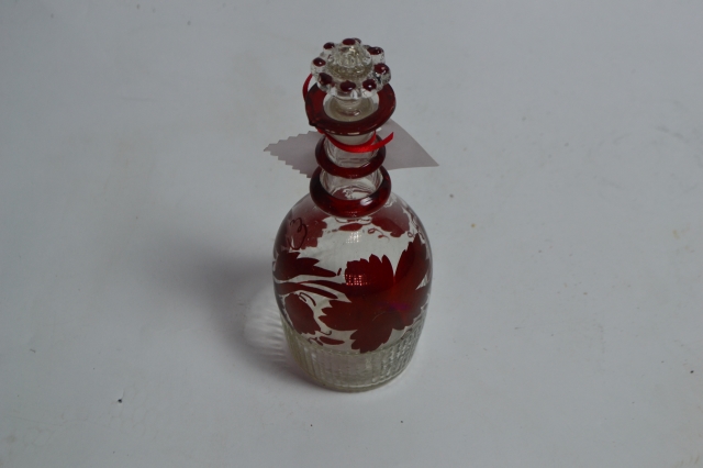 Small Georgian Decanter Flashed Red.
